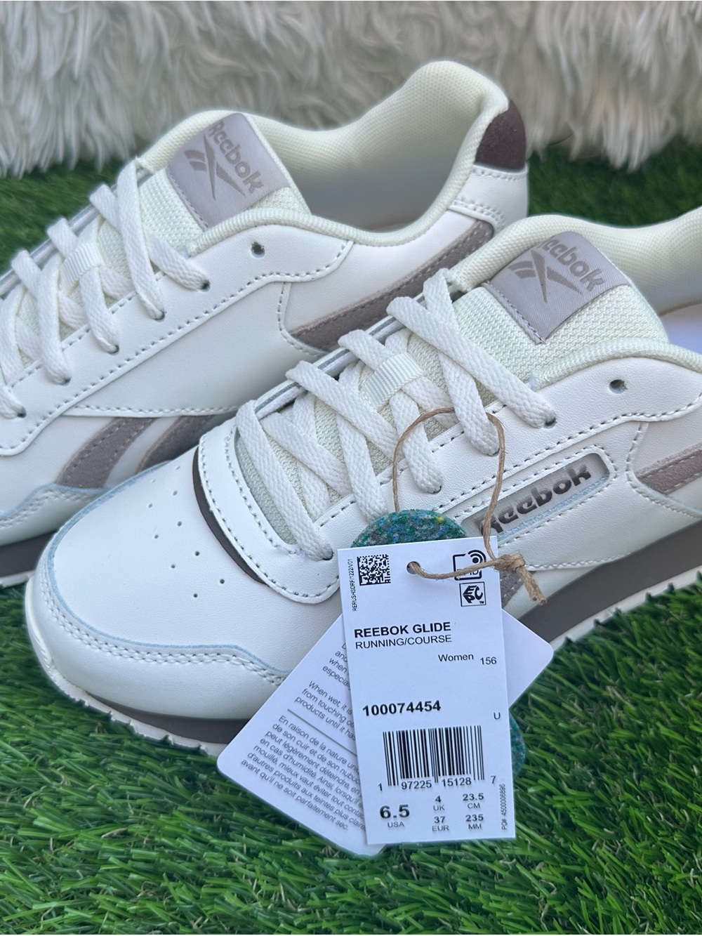Reebok Women’s White & Taupe Glide Running Shoes Size 6.5